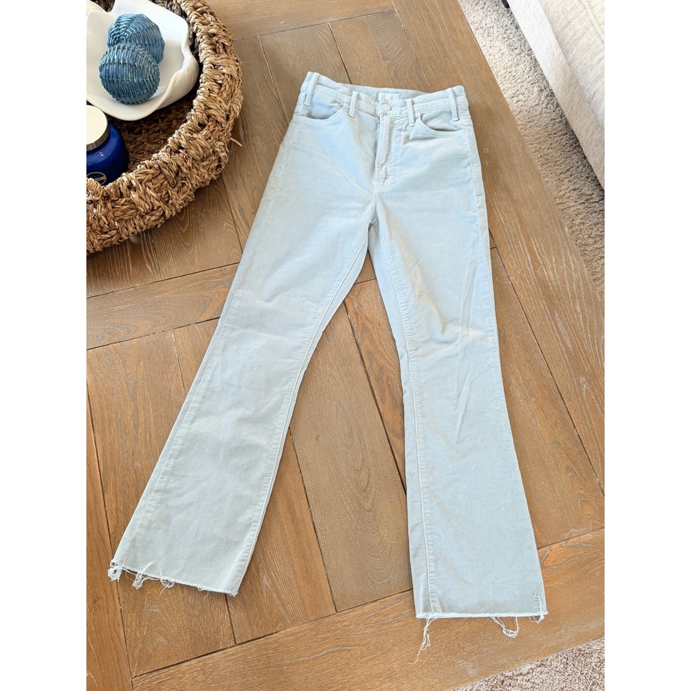 Mother The Hustler Ankle Fray Corduroy Pants Womens Stone Blue Size 25